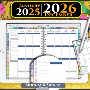 Digital Happy Planner 2025 2026 Wochenplaner Erin Life Monatsplaner iPad Kalender Notability Goodnotes