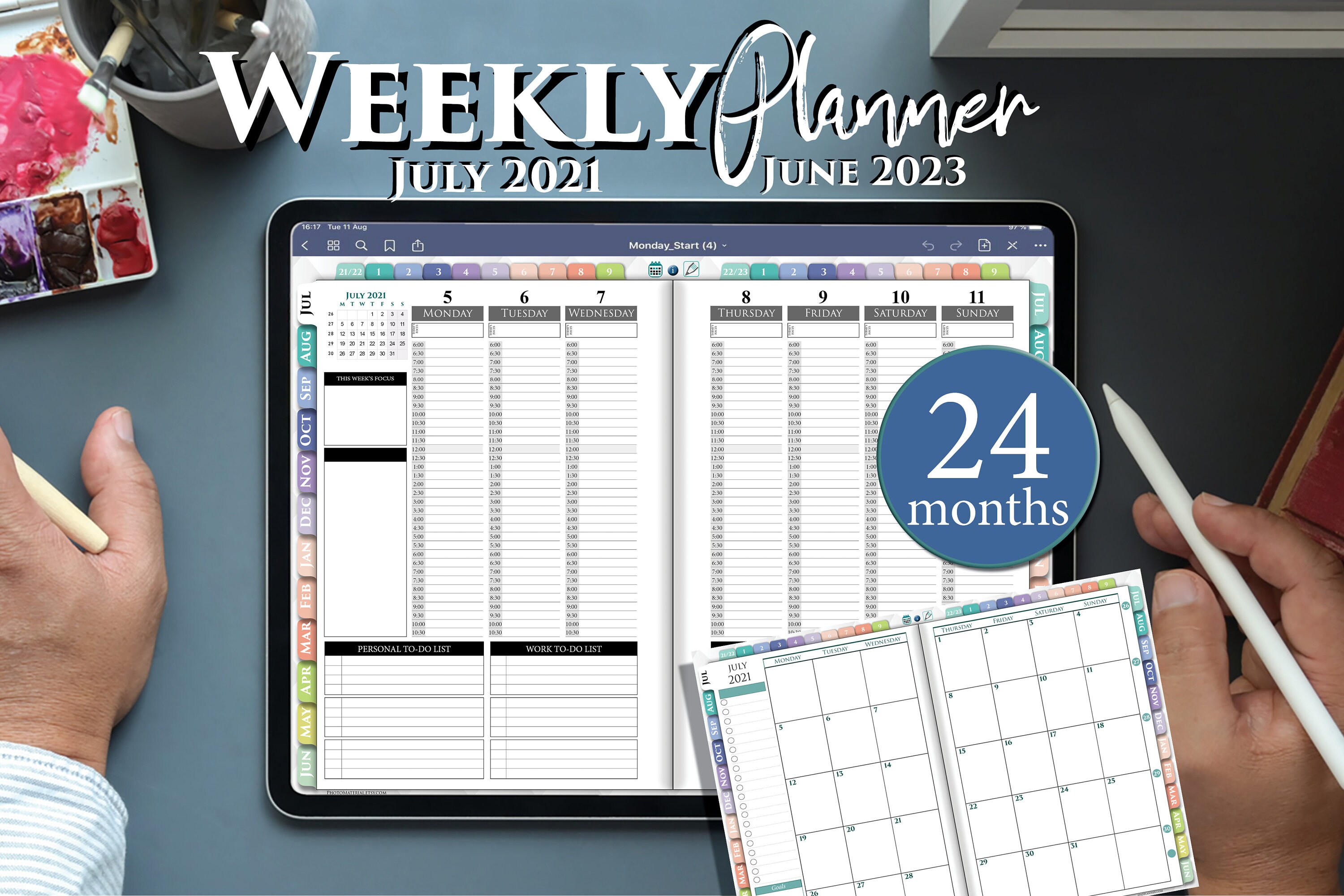 2021 2022 GoodNotes Planner Digital Hourly Weekly Schedule Etsy