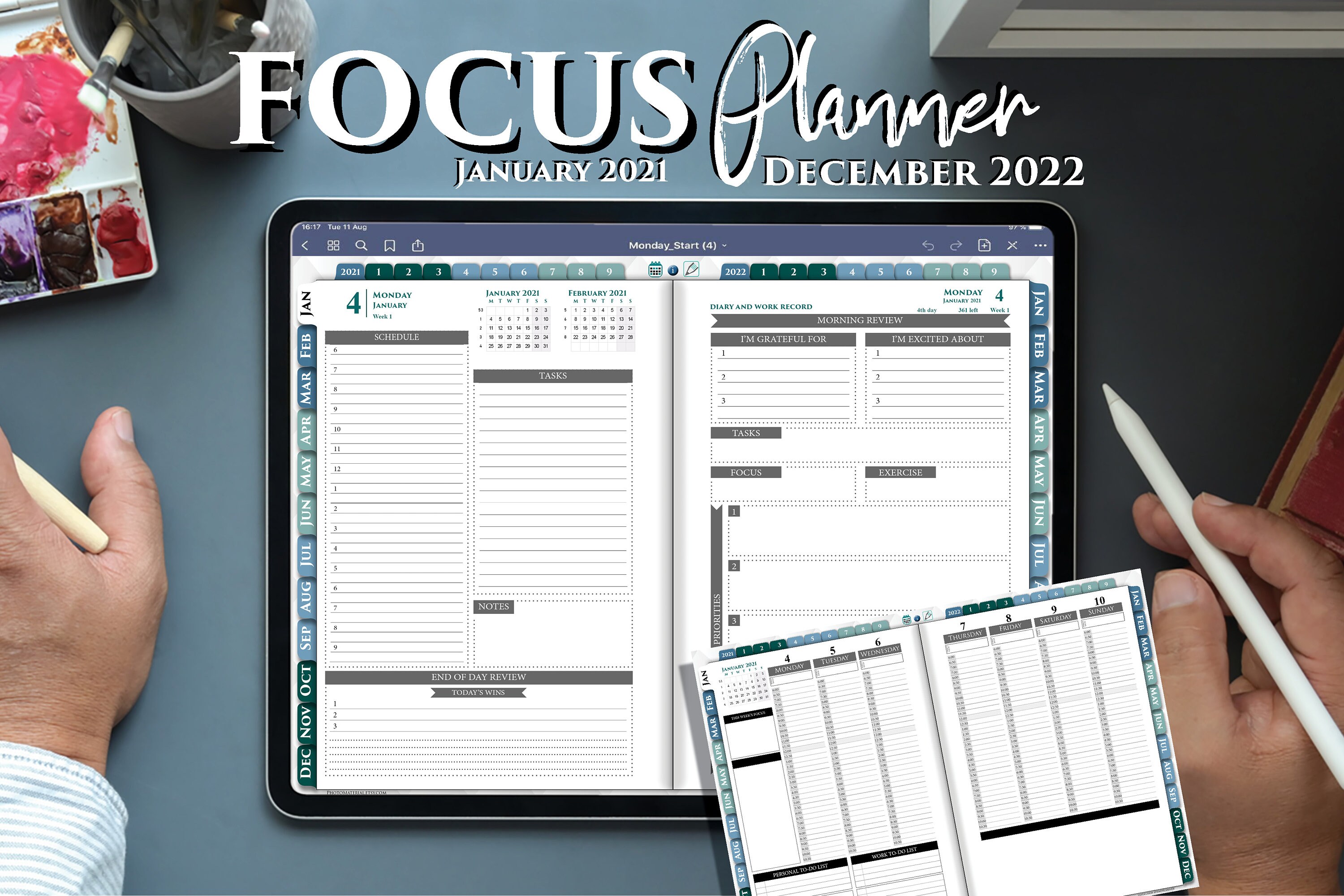 Digital Focus Planner iPad Goodnotes 2021 2022 Best Priorities Etsy