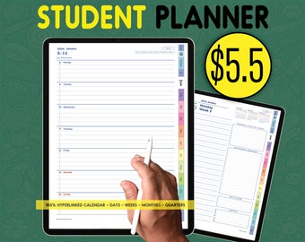 2024 Vertical Student Digital Planner | GoodNotes and Notability compatible | Weekly and Daily template