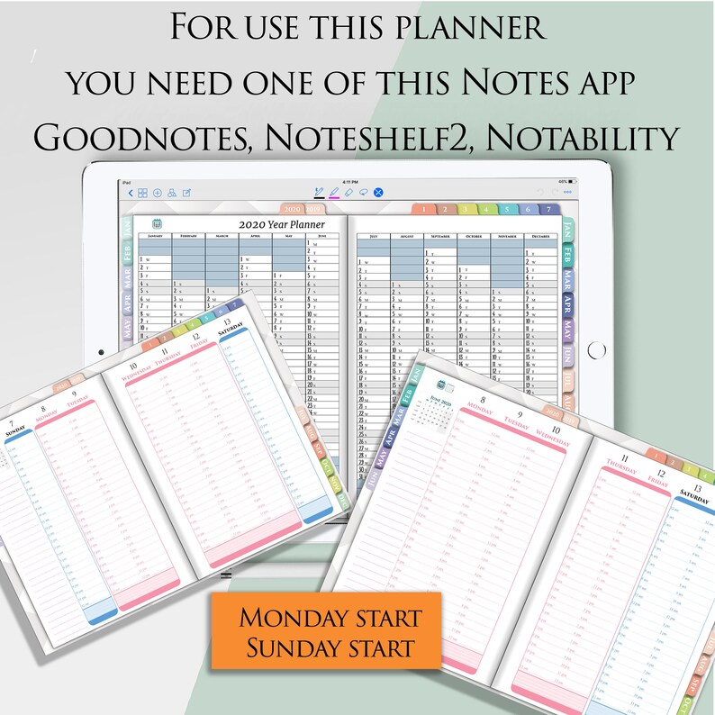 24 Hour Planner for Digital iPad Hourly planners Daily Weekly Etsy
