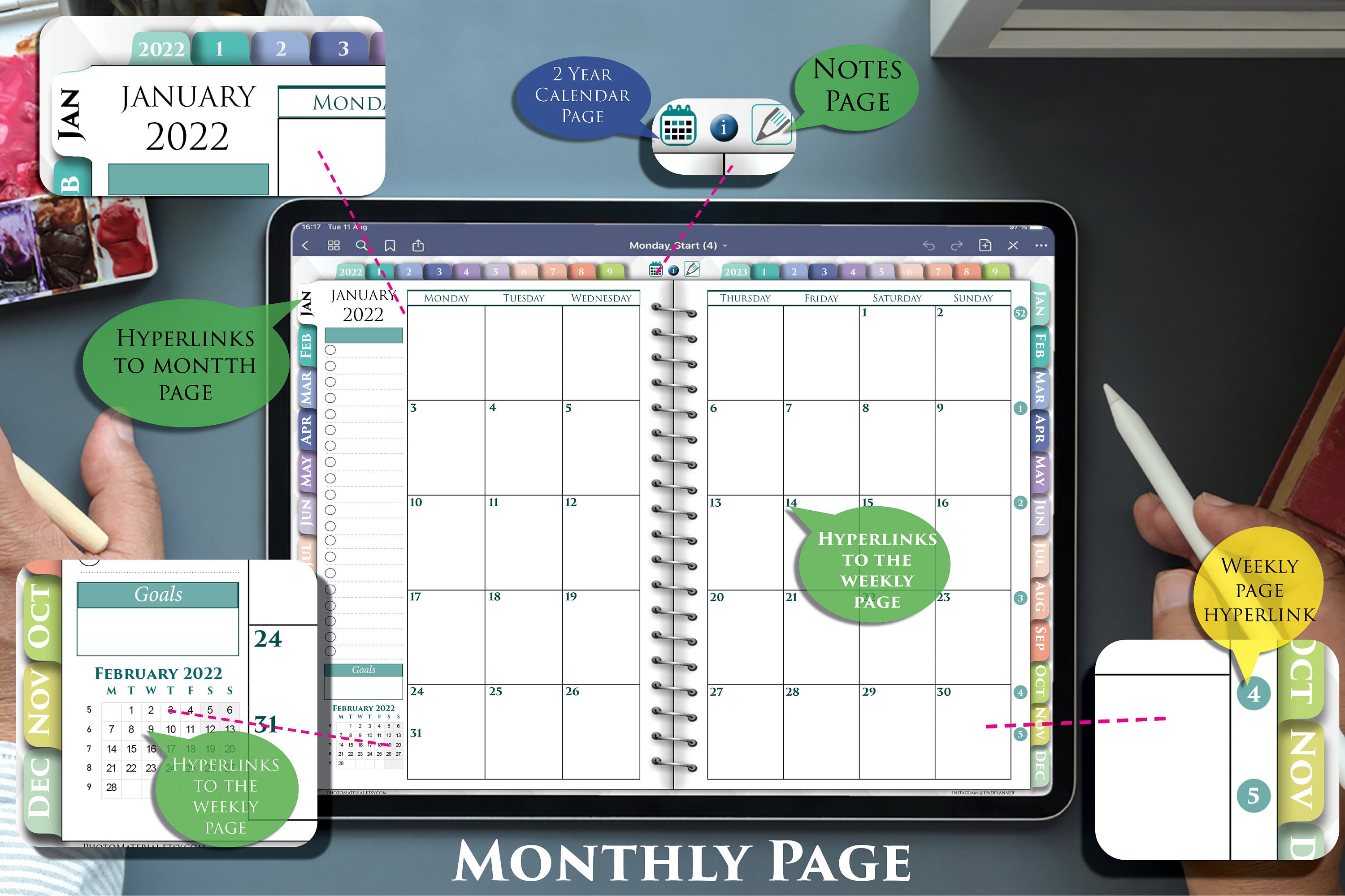 Calendrier 201 2023 Digital Happy Planner 2022 2023 Weekly Organizer Erin Life | Etsy