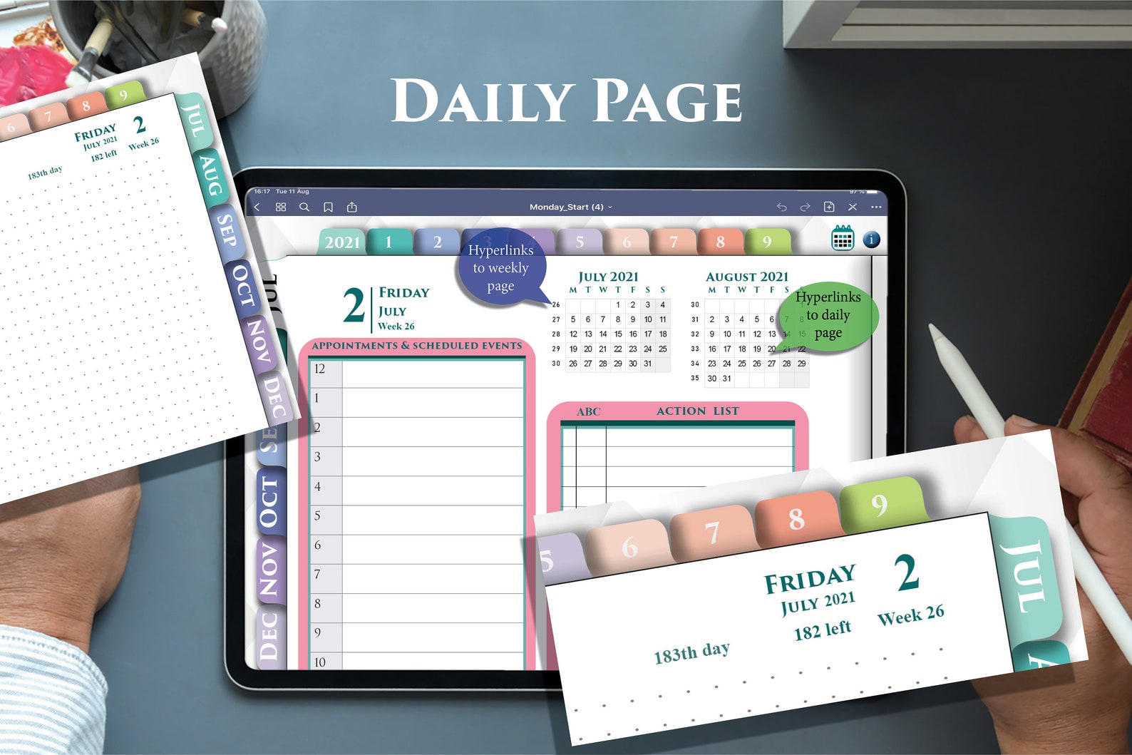 24 Hour Daily Planner for Digital Hourly iPad Schedule Etsy