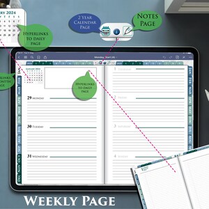 2024 Interactive iPad Planner with Daily Notes Pages Day on 2 pages PDF plan for 2024-2025 image 4