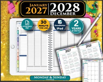 Digitaler Wochenplaner 15-Minuten-Stundenplan für iPad 2027 2028