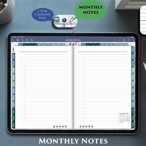 2024 Interactive iPad Planner with Daily Notes Pages Day on 2 pages PDF plan for 2024-2025 image 9
