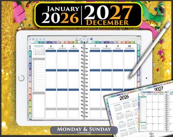 Digital Happy Planner 2026–2027 | Nutrition & Fitness Weekly Planner | GoodNotes iPad PDF