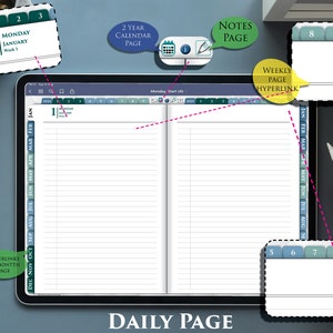 2024 Interactive iPad Planner with Daily Notes Pages Day on 2 pages PDF plan for 2024-2025 image 6