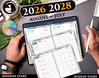 Hobonachi Style Digital Planner PDF – Minimal Grid Planner for Daily Planning & Journaling | 2026 2027
