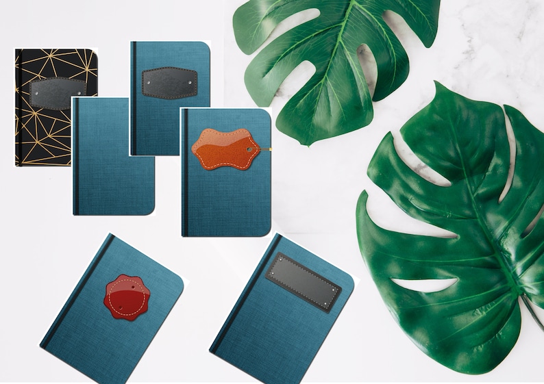 Puede incluir: Cinco cuadernos diferentes con varias cubiertas. Las cubiertas incluyen un patr&oacute;n geom&eacute;trico negro y dorado, una cubierta azul con una etiqueta de cuero negro, una cubierta azul con una etiqueta de cuero marr&oacute;n, una cubierta azul con un sello de cera roja y una cubierta azul con una etiqueta rectangular negra.