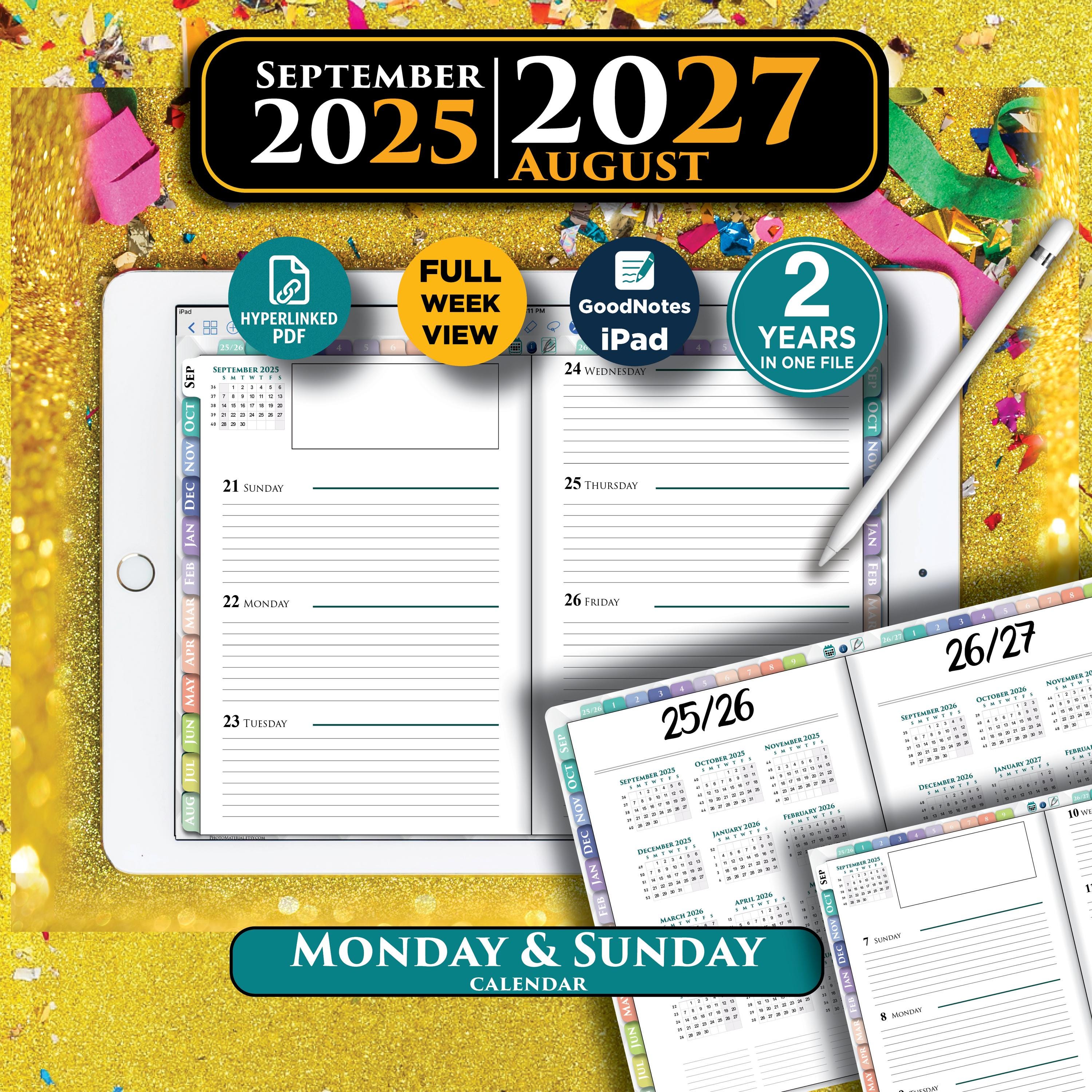Digital PDF Weekly Planner for iPad Pro Air Mini 2025 to 2026 ...