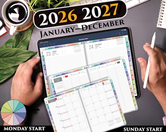 Hobonachi Style Digital Planner PDF – Minimal Grid Planner for Daily Planning & Journaling | 2026 2027