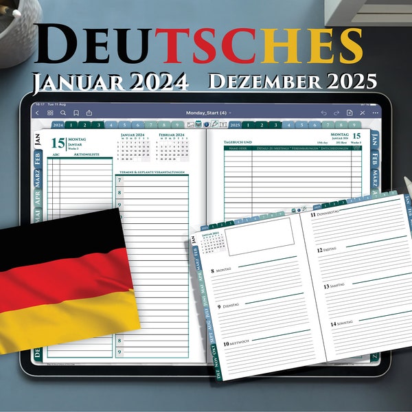 Digitaler Daily Deutschland-Planer für 2024 2025