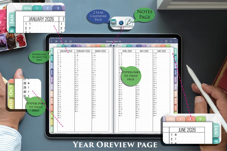 Hobonachi Style Digital Planner PDF – Minimal Grid Planner for Daily Planning & Journaling | 2026 2027 image 2