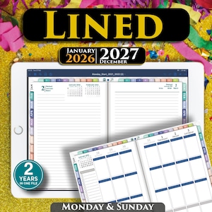 Planificador digital de líneas simples 2026-2027, diario de escritura, planificador para iPad de GoodNotes