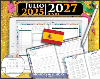 2025-2027 Spanish Digital Daily Planner for GoodNotes & Notability (PDF Download)