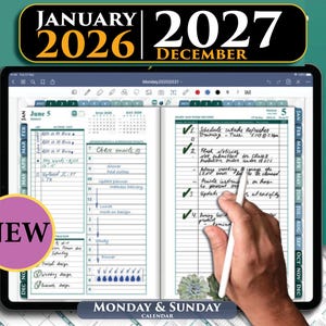 2026-2027 Daily Digital Planner: GoodNotes iPad Franklin Template (January Start) (Digital Download)