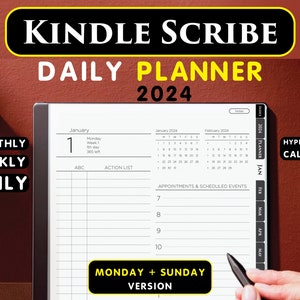 Kindle Scribe Digital Daily Planner 2024 Interactive PDF Organizer template