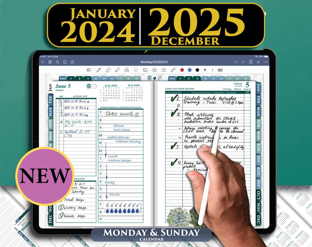 2024 2025 Digital Goodnotes Planner Daily Template Franklin