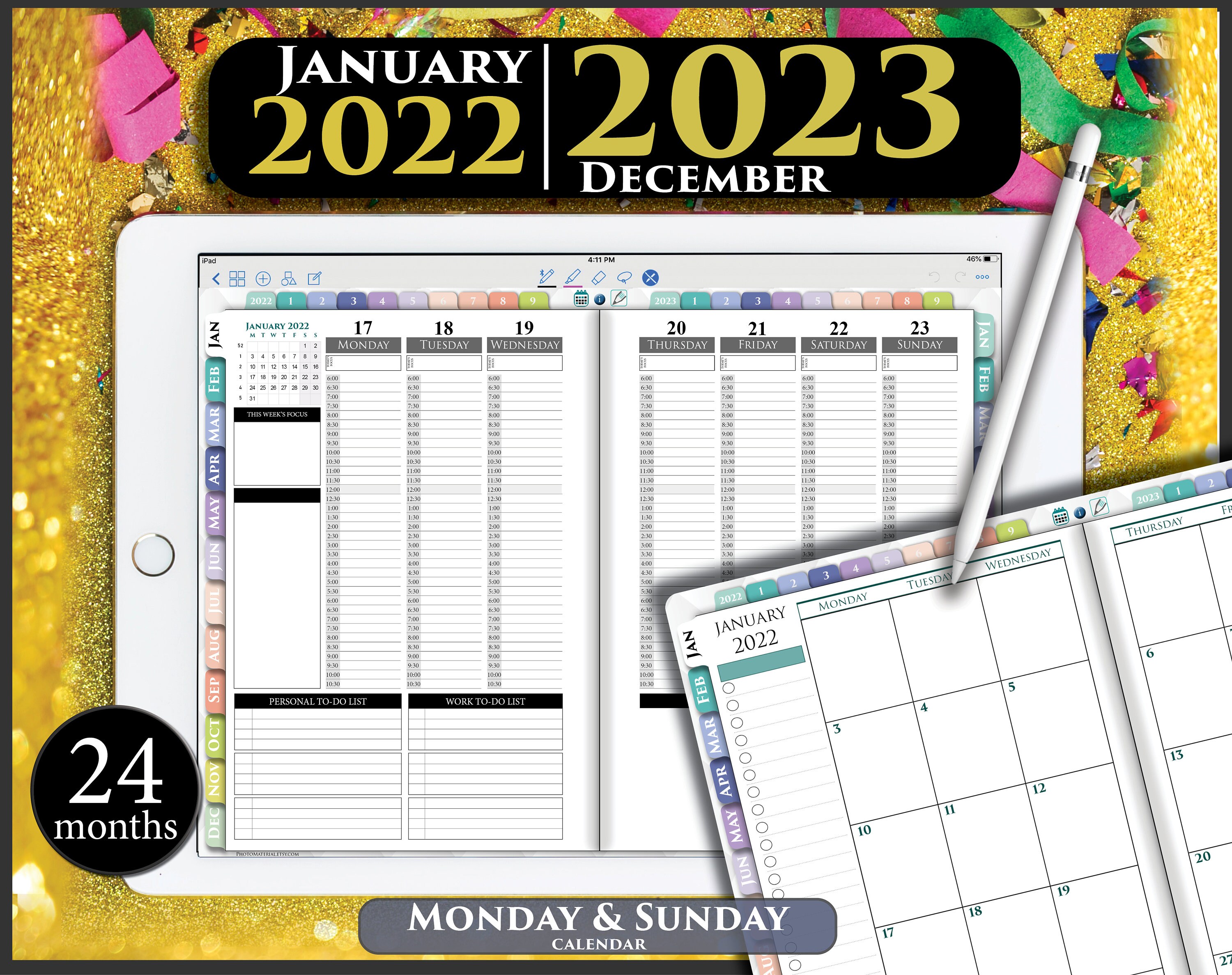 2022 2023 Goodnotes Planner Digital Hourly Weekly Schedule | Etsy Hong Kong