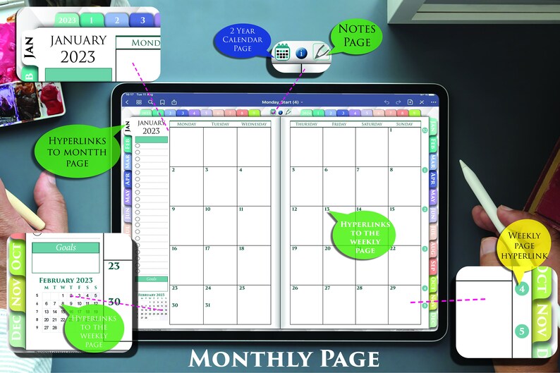 2023 2024 Digital Weekly Planner for Goodnotes Notability and Etsy