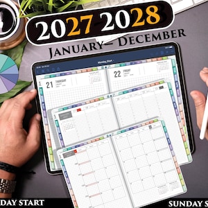 Hobonachi Digital Planner PDF – Minimal Grid Planner | 2027 2028