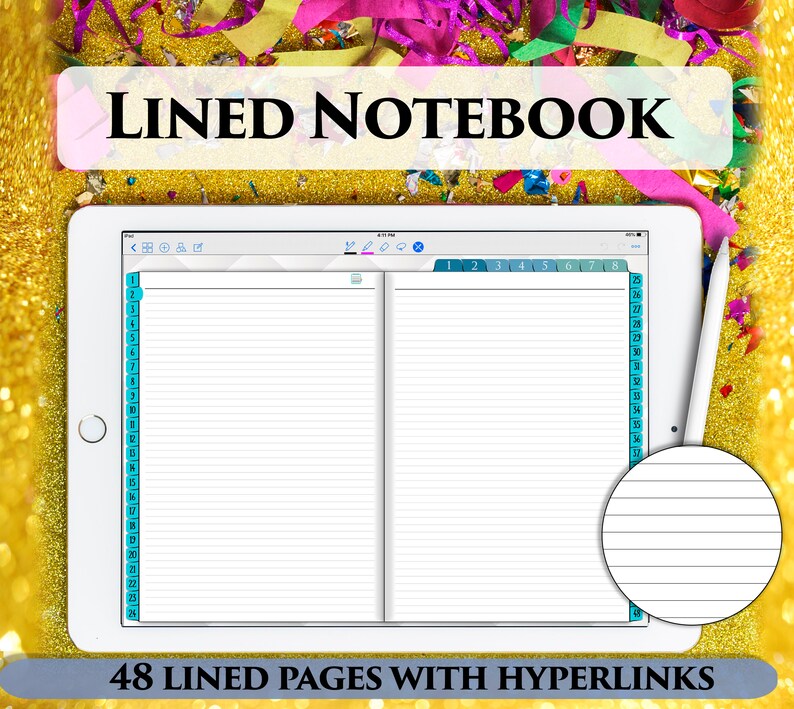 Digital Lined Ipad Student Notebook Journal Paper Template Etsy