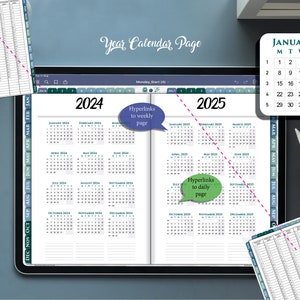 2024 Interactive iPad Planner with Daily Notes Pages Day on 2 pages PDF plan for 2024-2025 image 7