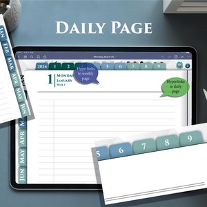 2024 Interactive iPad Planner with Daily Notes Pages Day on 2 pages PDF plan for 2024-2025 image 8