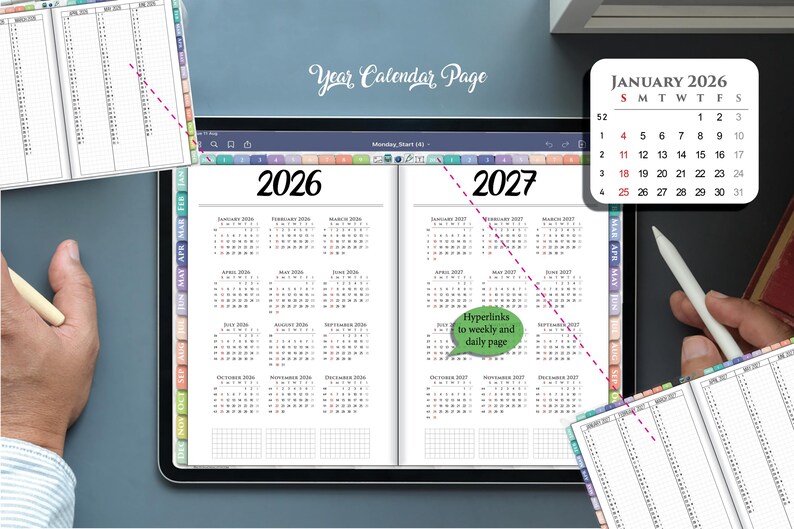 Hobonachi Style Digital Planner PDF – Minimal Grid Planner for Daily Planning & Journaling | 2026 2027 image 6