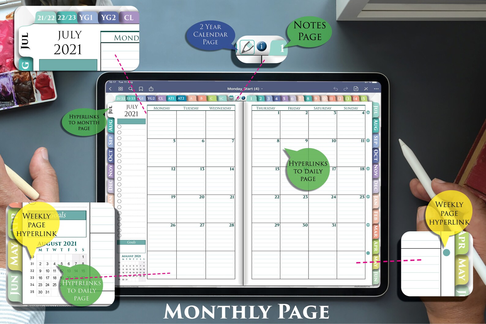 Digital Lesson Planner Academic Daily Weekly Teacher Notebook Etsy