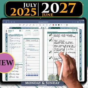 2025 2027 Digital GoodNotes Planner Daily Template  Franklin Professional iPad Business Day pages | July start