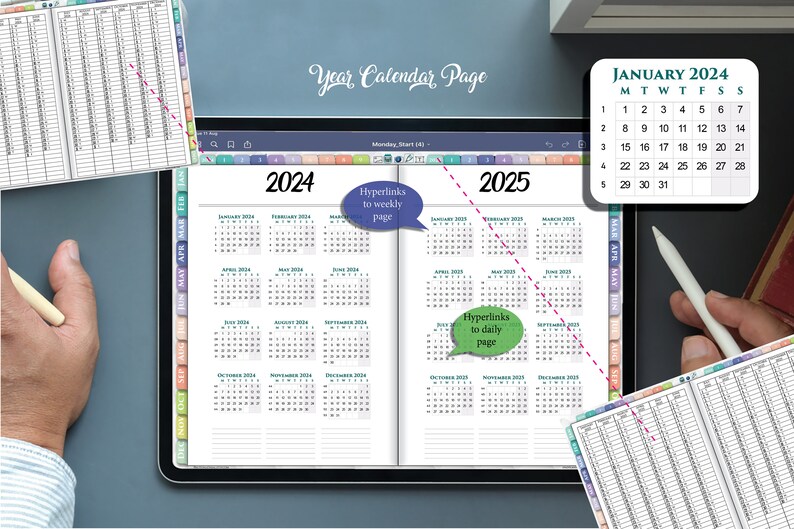 2024 2025 Digital iPad Notes Planner Daily Notebook Personal organizer for Goodnotes, Notability image 5