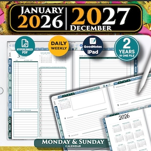 Digital Daily Frank Planner for 2026 2027 | GoodNotes & Notability | October start