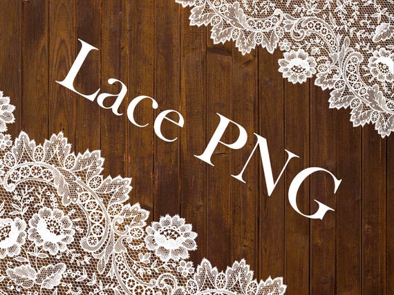 Lace Сlipart Png overlay set Wedding borders Digital White | Etsy