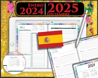 2024 2025 Planificador diario digital español para GoodNotes y Notability / planificador en español