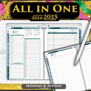 2024 Interactive iPad Planner with Daily Notes Pages - Digital Daily Planner PDF for 2024-2025 - Instant Download