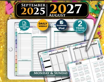 2025-2027 Digitaler iPad Kalender: Notizen Organizer (PDF)