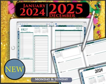 Digital GoodNotes Planner Daily Template 2024 2025 Franklin Professional iPad Business Day pages