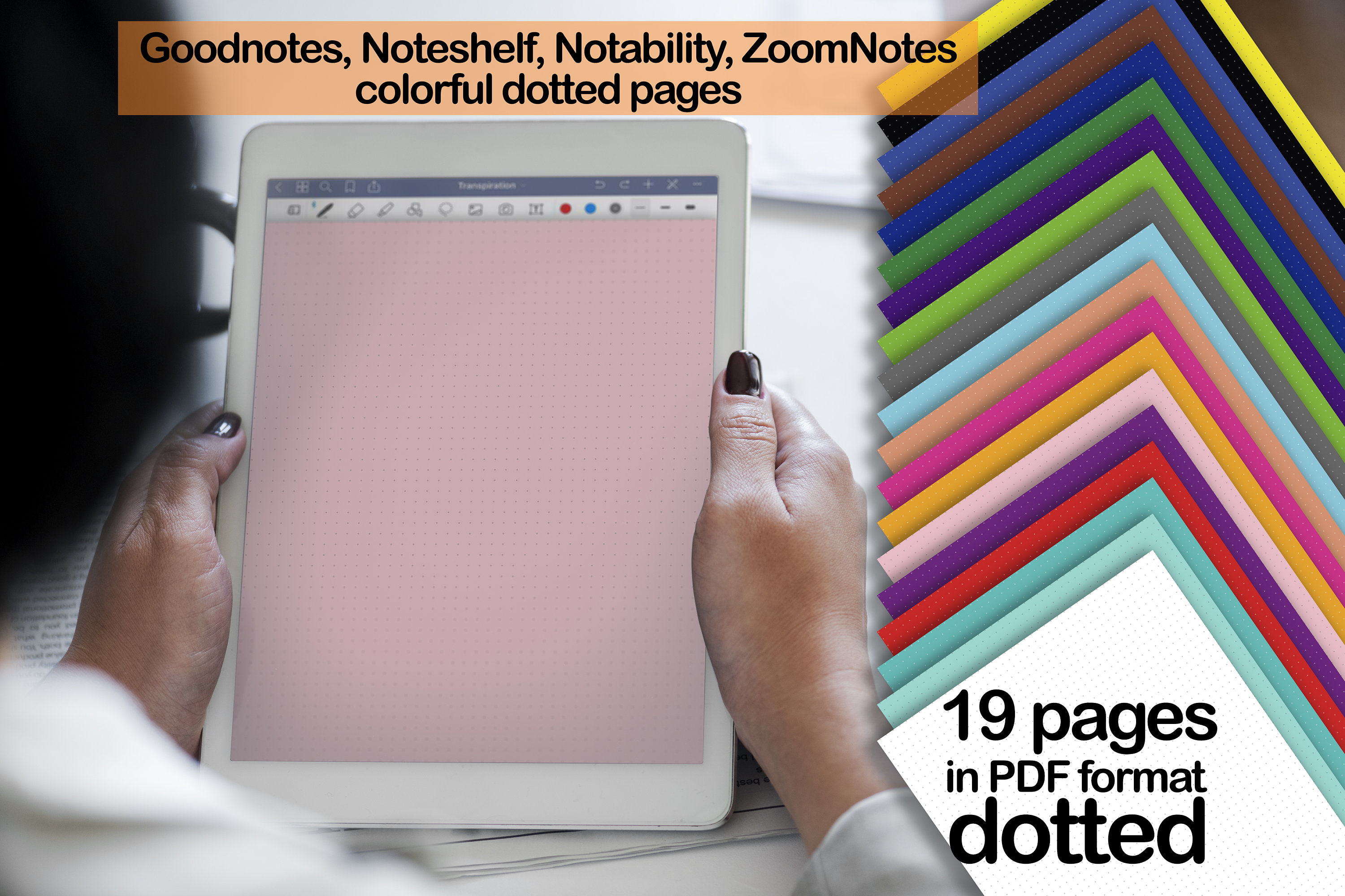 Dotted Digital Colorful Page Paper Template Goodnotes Etsy