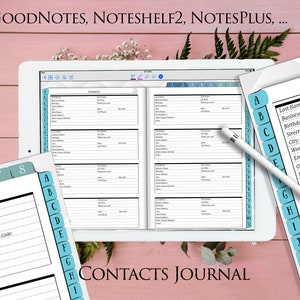 Digital Contacts Journal for Noteshelf2 Goodnotes Notability ZoomNotes Notebook