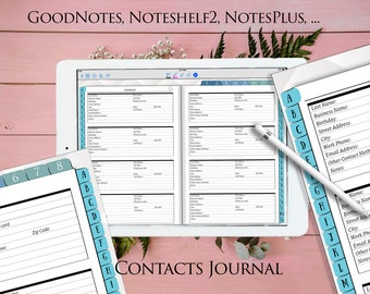 Digital Contacts Journal for Noteshelf2 Goodnotes Notability ZoomNotes Notebook
