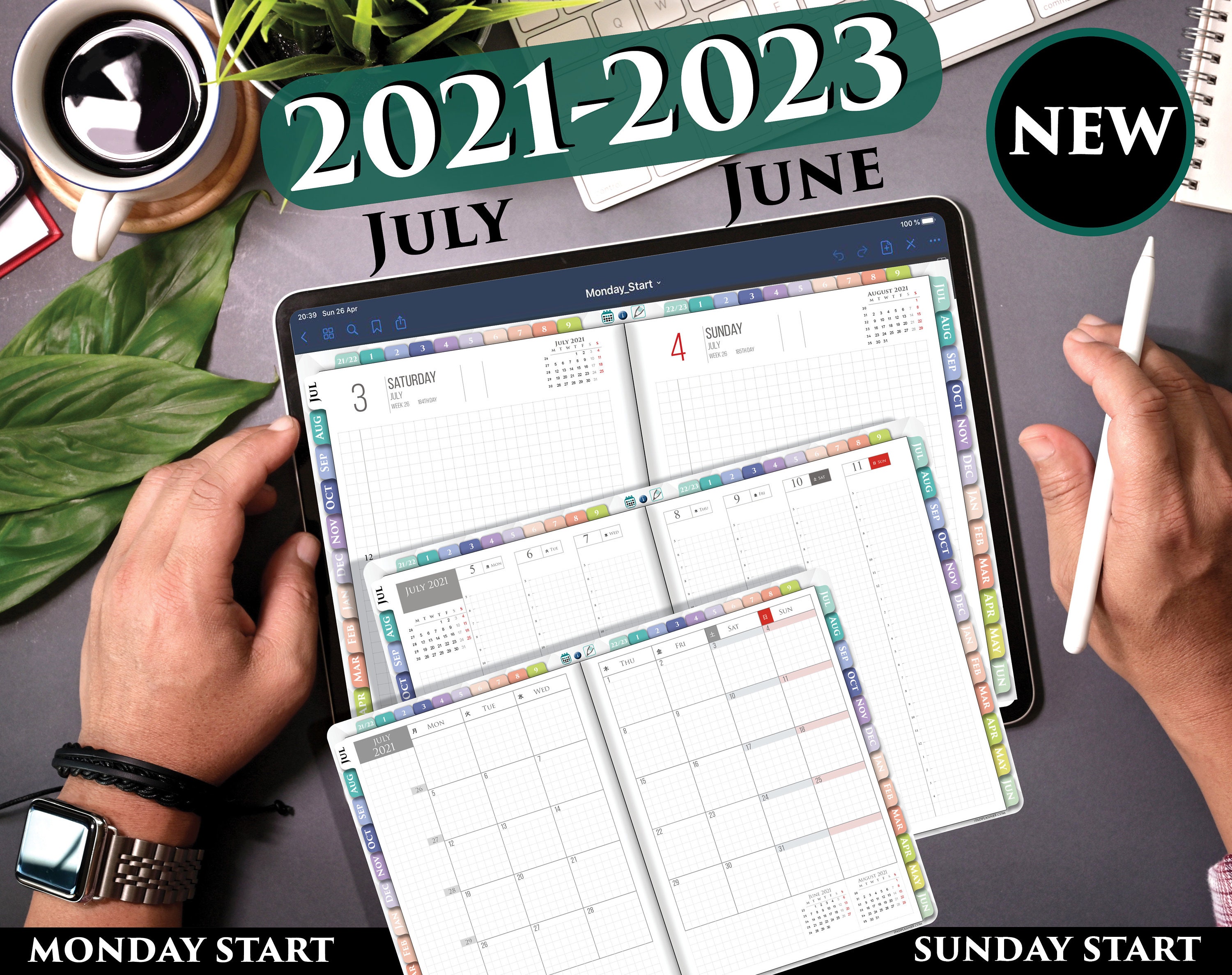 2 year digital daily planner for 2021 2022 ipad planning etsy