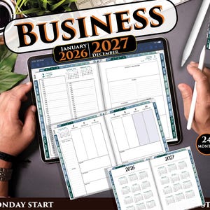 2026-2027 Digital Business Planner: Daily 15-Minute Template (Goodnotes, Notability, iPad) (PDF Download)