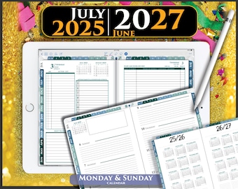 Digital Daily Planner 2025-2027: GoodNotes, Notability, iPad (PDF Download)