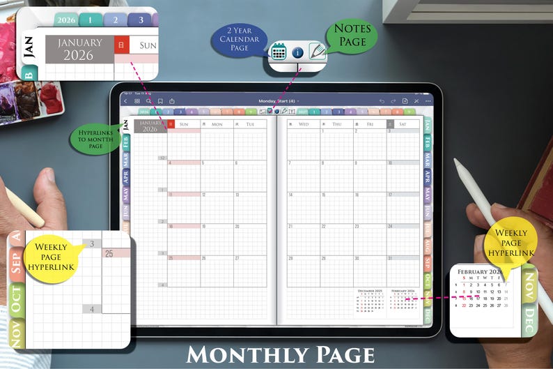 Hobonachi Style Digital Planner PDF – Minimal Grid Planner for Daily Planning & Journaling | 2026 2027 image 4