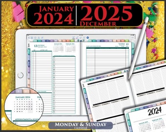 Premium 2024-2025 Digital Daily Planner | Compatible with iPad and Android Tablets