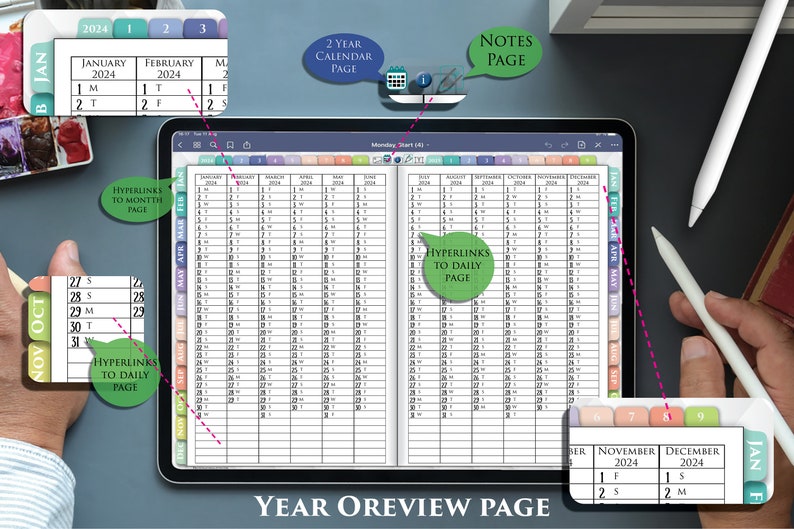 2024 2025 Digital iPad Notes Planner Daily Notebook Personal organizer for Goodnotes, Notability image 6