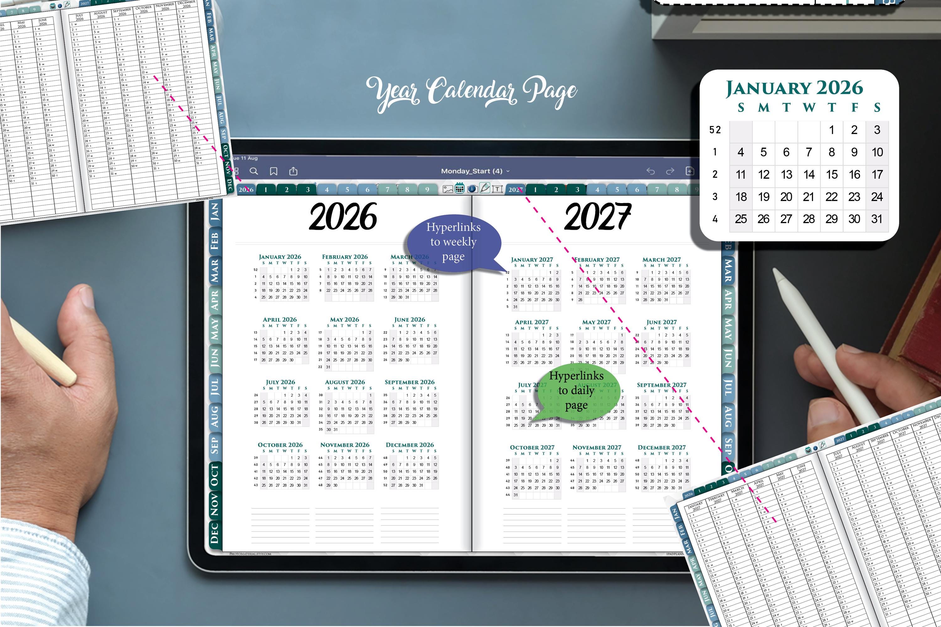 Digital Goodnotes Planner Daily Template 2026 2027 Franklin ...