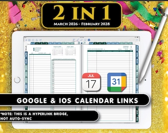 Digitaler Planer 2026-2028 | Google und iOS Kalender Links (GoodNotes iPad)